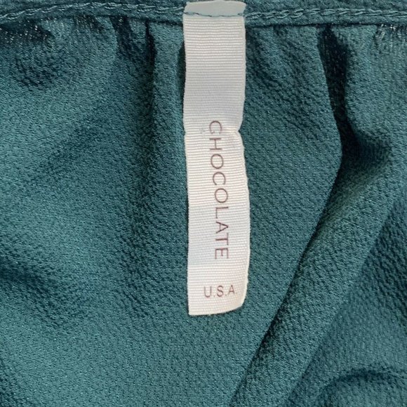 Chocolate Women Blouse Size Small hunter Green 3/4 Sleeve Elastic Waist Pullover - Picture 7 of 9